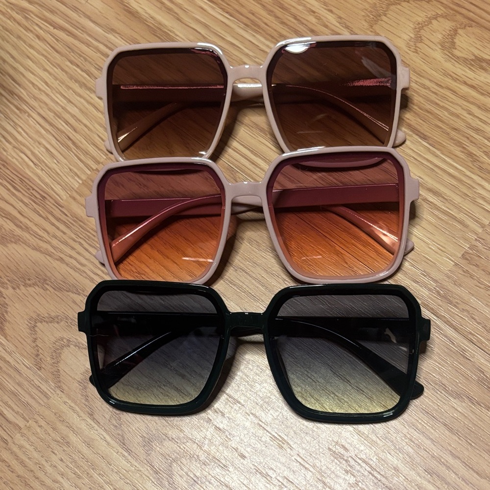 Stylish Women's Sunglasses Set - Black, Pink, Tan